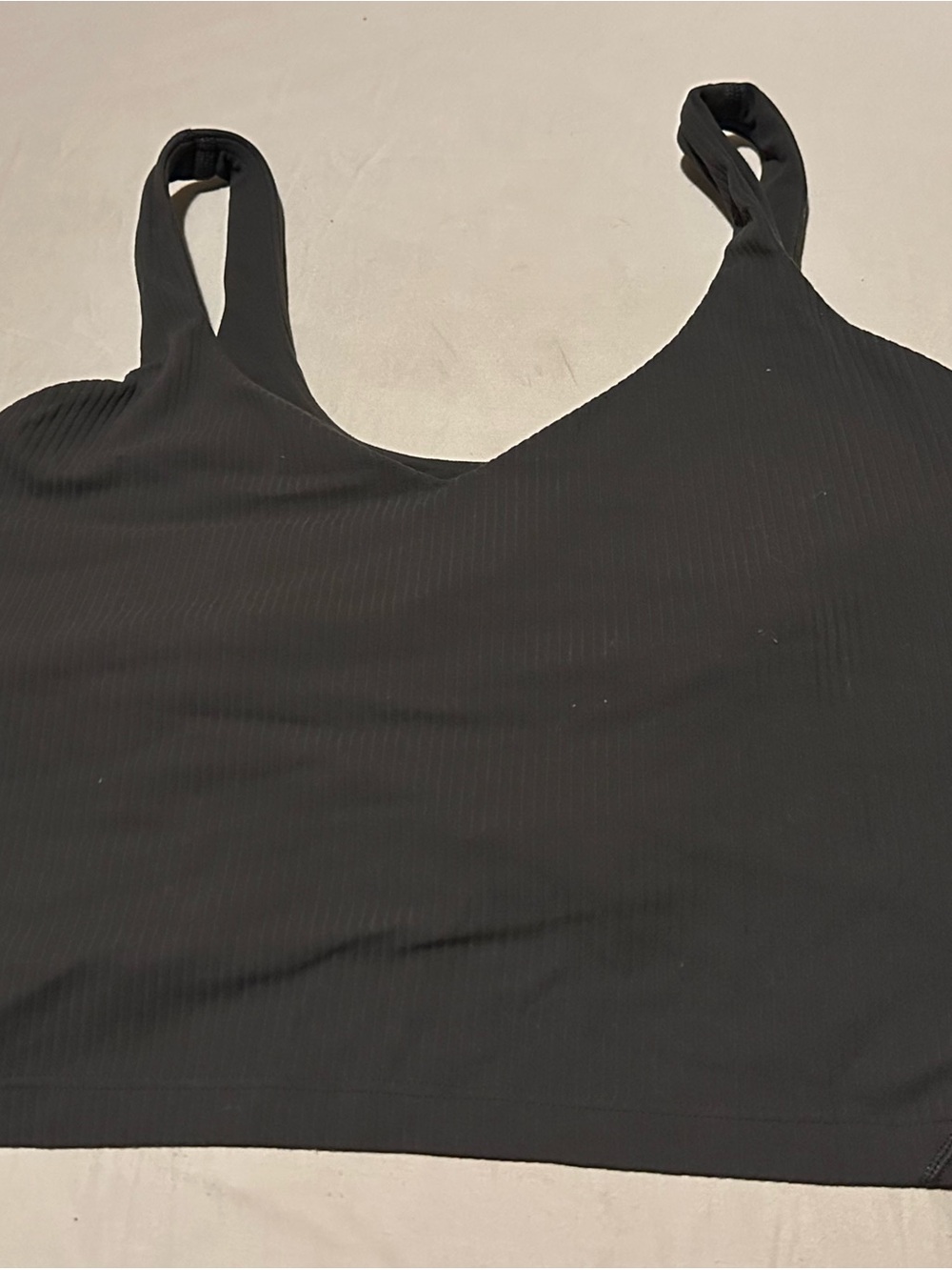 Lululemon Dark Gray Ribbed Cropped Tank Built In Bra Medium